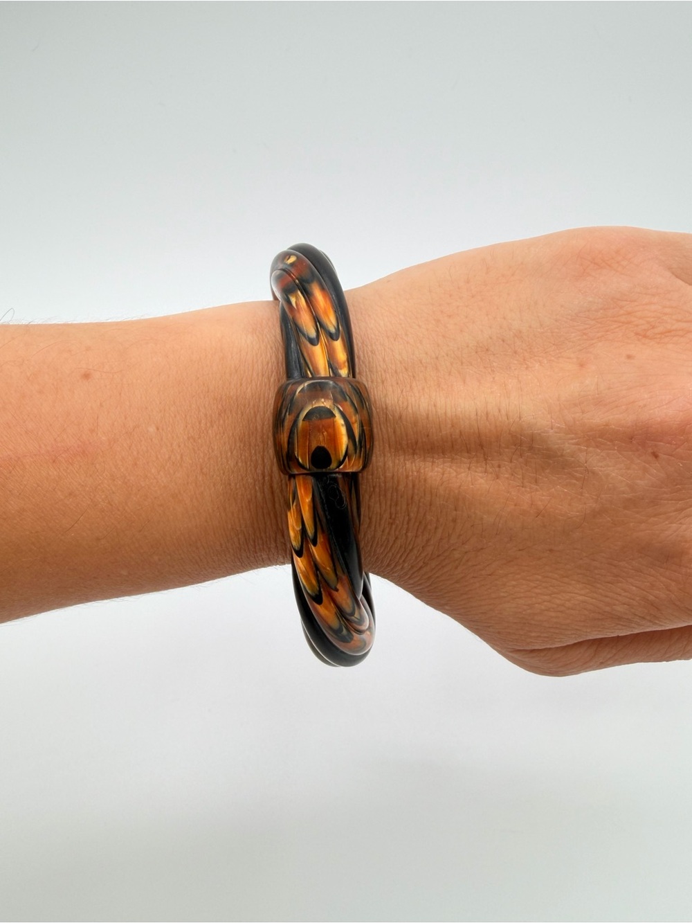 Vintage Black and Amber Swirl Bracelet